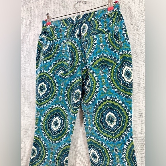 Y2K groovy Jane Doe kaleidoscope velour beaded bootcut green & teal pants - Picture 9 of 15